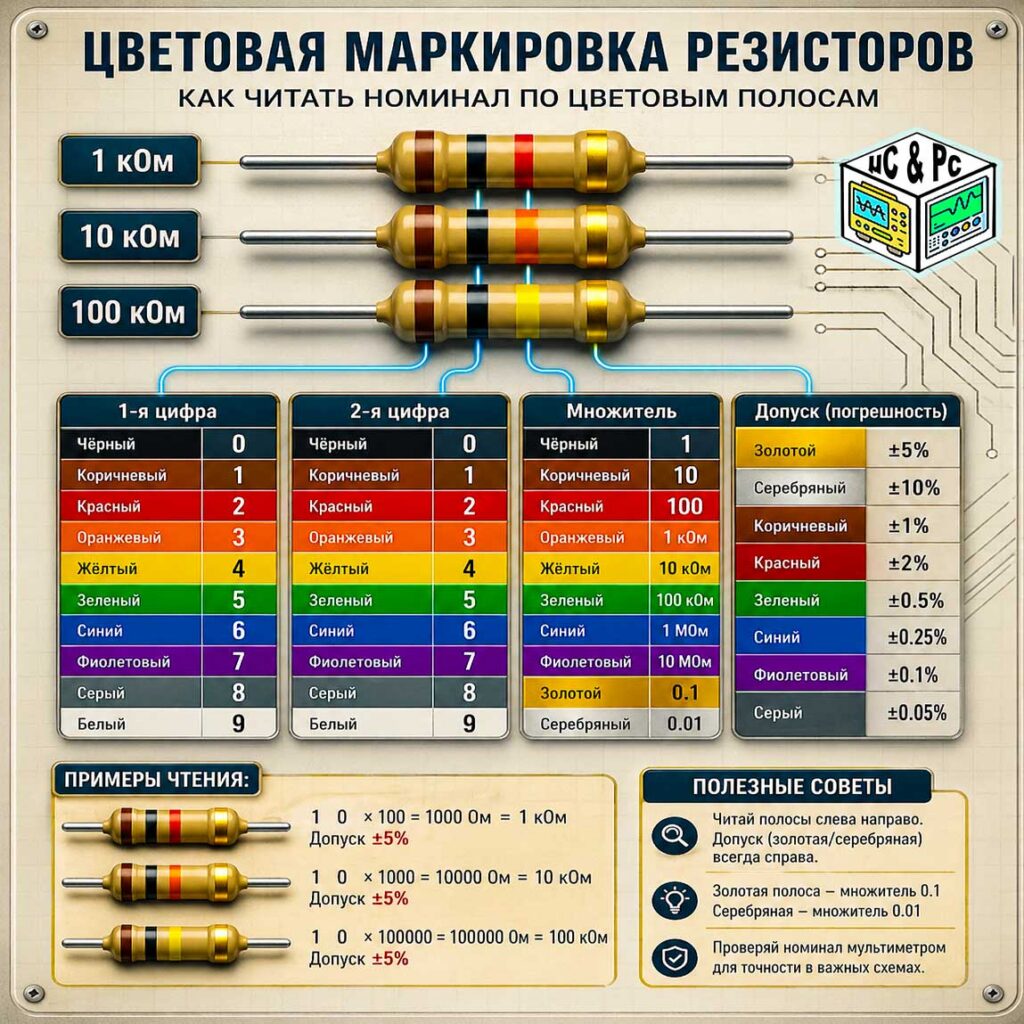 Цветовая маркировка резисторов